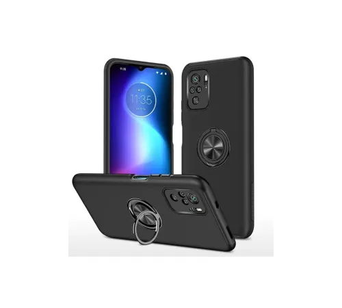 Xiaomi Poco F3 Kılıf Elit Yüzüklü Kapak - Siyah
