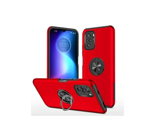 Xiaomi Poco F3 Kılıf Elit Yüzüklü Kapak - Kırmızı