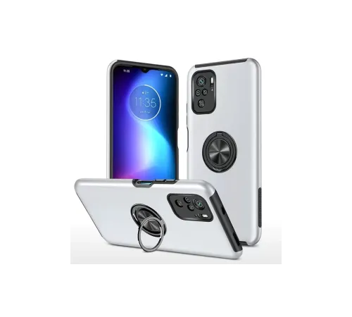 Xiaomi Poco F3 Kılıf Elit Yüzüklü Kapak - Gümüş
