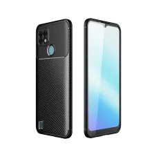 Realme C21 Kılıf Auto Focus Karbon Kapak - Siyah