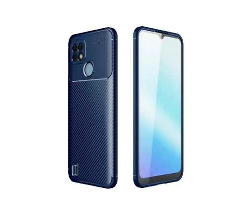 Realme C21 Kılıf Auto Focus Karbon Kapak - Lacivert
