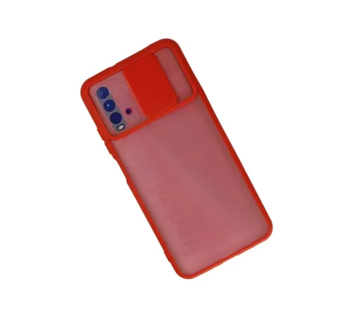 Xiaomi Redmi 9T Kılıf Palm Buzlu Kamera Sürgülü Silikon - Kırmızı
