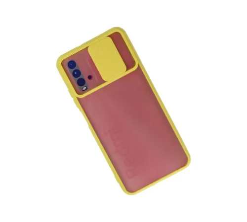 Xiaomi Redmi 9T Kılıf Palm Buzlu Kamera Sürgülü Silikon - Sarı