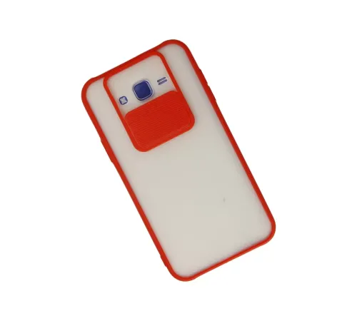 Samsung Galaxy J7 Kılıf Palm Buzlu Kamera Sürgülü Silikon - Kırmızı