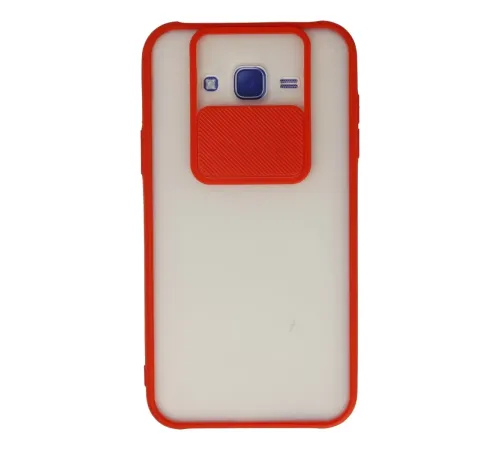 Samsung Galaxy J7 Kılıf Palm Buzlu Kamera Sürgülü Silikon - Kırmızı