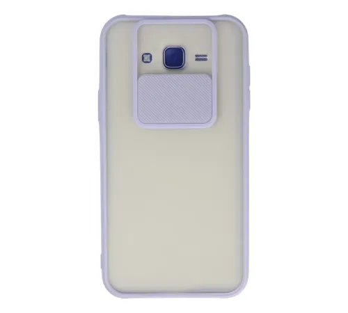 Samsung Galaxy J7 Kılıf Palm Buzlu Kamera Sürgülü Silikon - Lila