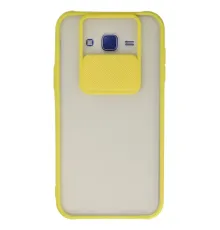 Samsung Galaxy J7 Kılıf Palm Buzlu Kamera Sürgülü Silikon - Sarı