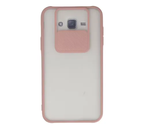 Samsung Galaxy J7 Kılıf Palm Buzlu Kamera Sürgülü Silikon - Pembe