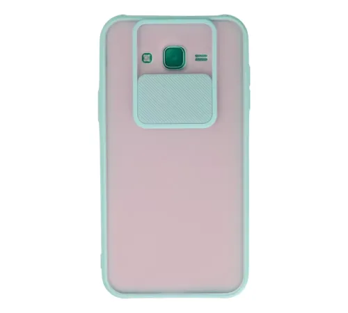 Samsung Galaxy J7 Kılıf Palm Buzlu Kamera Sürgülü Silikon - Turkuaz