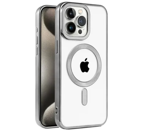 Apple iPhone 15 Pro Kılıf Kronos Magsafe Kapak - Titanyum Gri