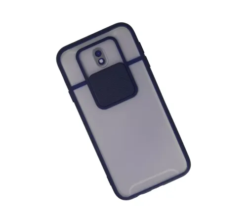 Samsung Galaxy J7 Pro / J730 Kılıf Palm Buzlu Kamera Sürgülü Silikon - Lacivert