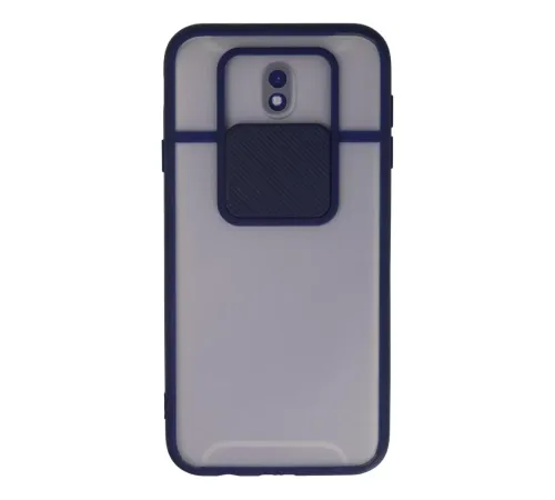 Samsung Galaxy J7 Pro / J730 Kılıf Palm Buzlu Kamera Sürgülü Silikon - Lacivert