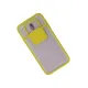 Samsung Galaxy J7 Pro / J730 Kılıf Palm Buzlu Kamera Sürgülü Silikon - Sarı