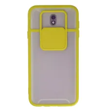 Samsung Galaxy J7 Pro / J730 Kılıf Palm Buzlu Kamera Sürgülü Silikon - Sarı