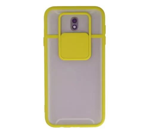 Samsung Galaxy J7 Pro / J730 Kılıf Palm Buzlu Kamera Sürgülü Silikon - Sarı