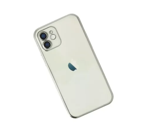 Apple iPhone 12 Kılıf Lensli Silikon - Gümüş