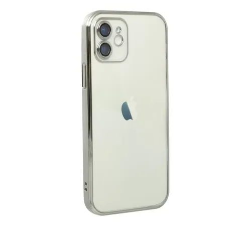 Apple iPhone 12 Kılıf Lensli Silikon - Gümüş