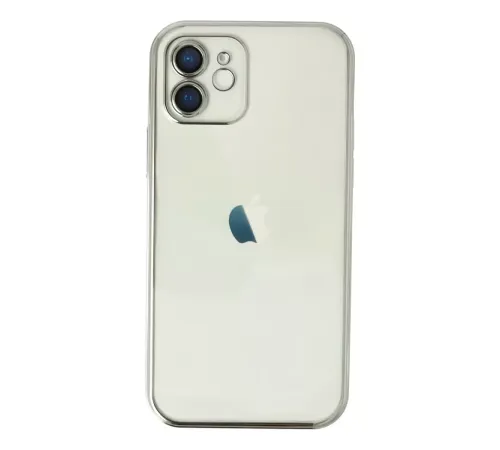 Apple iPhone 12 Kılıf Lensli Silikon - Gümüş
