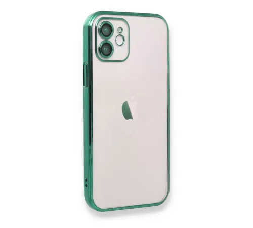 Apple iPhone 12 Kılıf Lensli Silikon - Yeşil