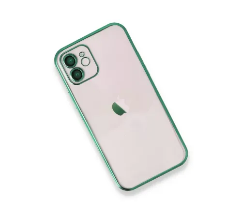 Apple iPhone 12 Kılıf Lensli Silikon - Yeşil