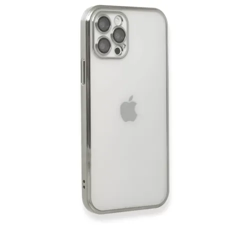 Apple iPhone 12 Pro Kılıf Lensli Silikon - Gümüş
