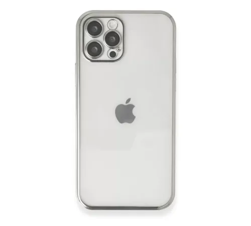 Apple iPhone 12 Pro Kılıf Lensli Silikon - Gümüş