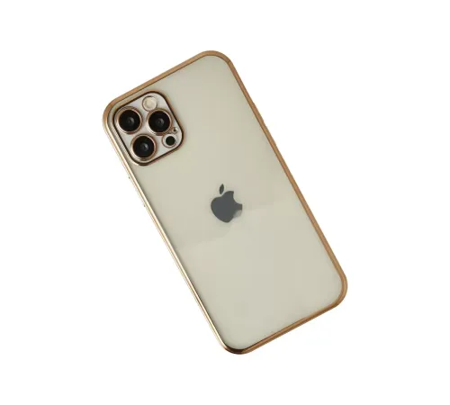 Apple iPhone 12 Pro Max Kılıf Lensli Silikon - Gold