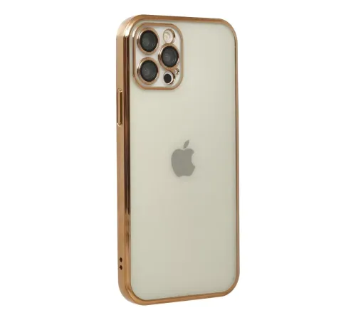 Apple iPhone 12 Pro Max Kılıf Lensli Silikon - Gold