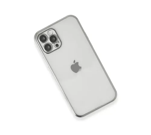 Apple iPhone 12 Pro Max Kılıf Lensli Silikon - Gümüş
