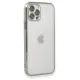 Apple iPhone 12 Pro Max Kılıf Lensli Silikon - Gümüş
