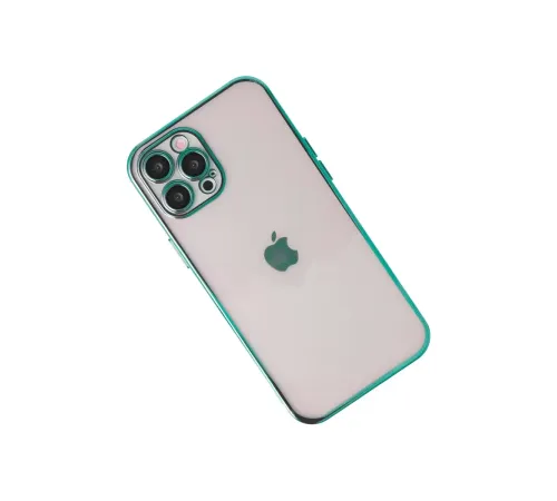 Apple iPhone 12 Pro Max Kılıf Lensli Silikon - Yeşil