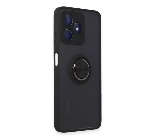 Realme C53 Kılıf Montreal Yüzüklü Silikon Kapak - Siyah