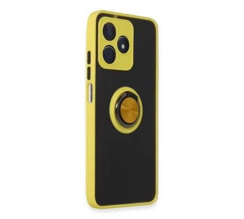 Realme C53 Kılıf Montreal Yüzüklü Silikon Kapak - Sarı