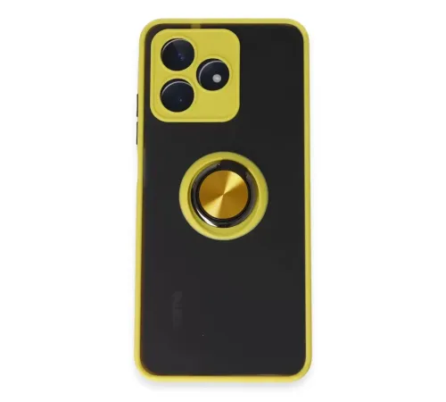 Realme C53 Kılıf Montreal Yüzüklü Silikon Kapak - Sarı