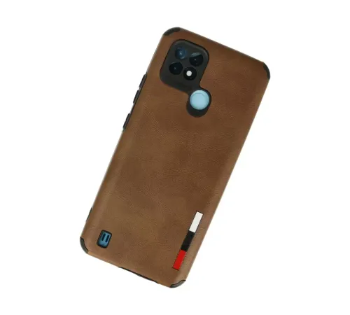 Realme C21 Kılıf Loop Deri Silikon - Kahverengi