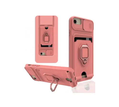 Apple iPhone 7 Kılıf Zuma Kartvizitli Yüzüklü Silikon - Pembe