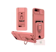 Apple iPhone 7 Plus Kılıf Zuma Kartvizitli Yüzüklü Silikon - Pembe