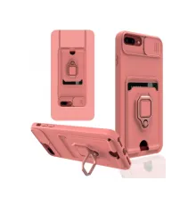 Apple iPhone 7 Plus Kılıf Zuma Kartvizitli Yüzüklü Silikon - Pembe