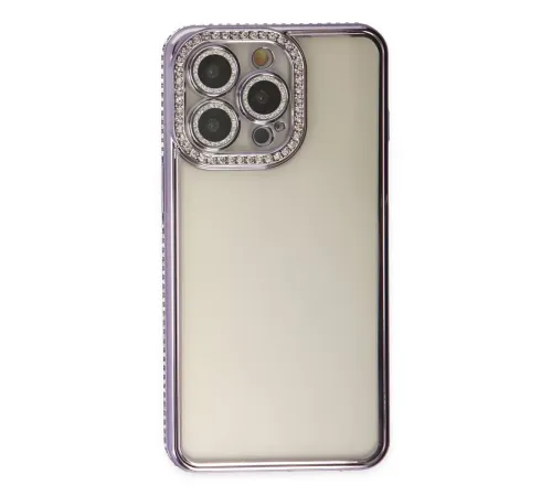Apple iPhone 14 Pro Kılıf Joke Taşlı Silikon - Mor