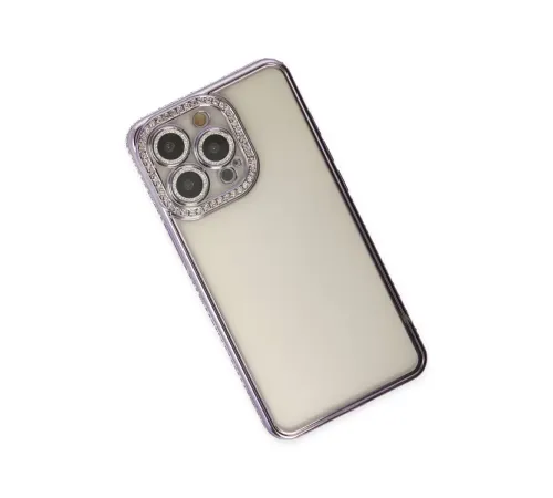 Apple iPhone 14 Pro Kılıf Joke Taşlı Silikon - Mor
