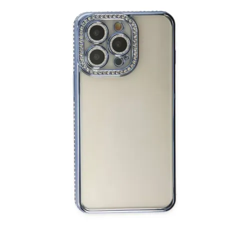 Apple iPhone 14 Pro Kılıf Joke Taşlı Silikon - Mavi