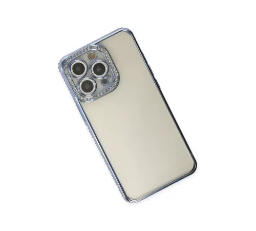Apple iPhone 14 Pro Kılıf Joke Taşlı Silikon - Mavi