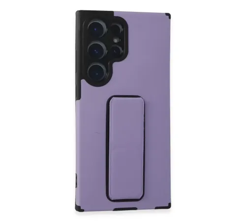 Samsung Galaxy S23 Ultra Kılıf Mega Standlı Silikon - Lila