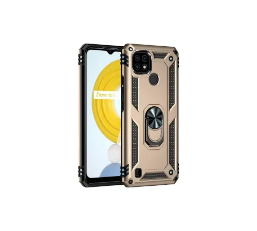 Realme C21 Kılıf Sofya Yüzüklü Silikon Kapak - Gold