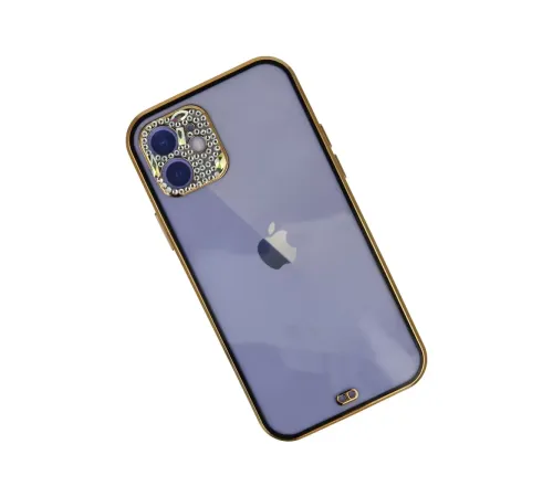 Apple iPhone 12 Kılıf Liva Taşlı Silikon - Siyah