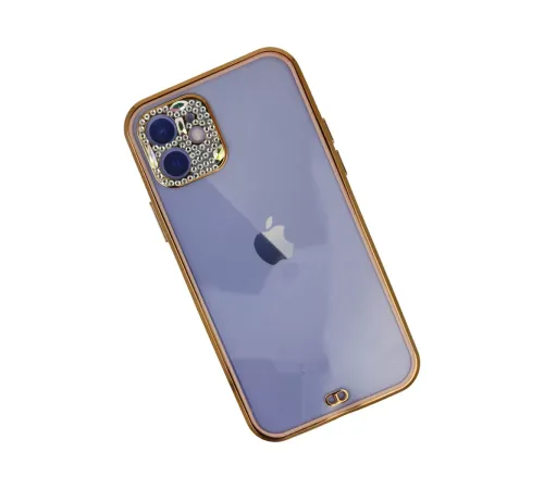 Apple iPhone 12 Kılıf Liva Taşlı Silikon - Pembe