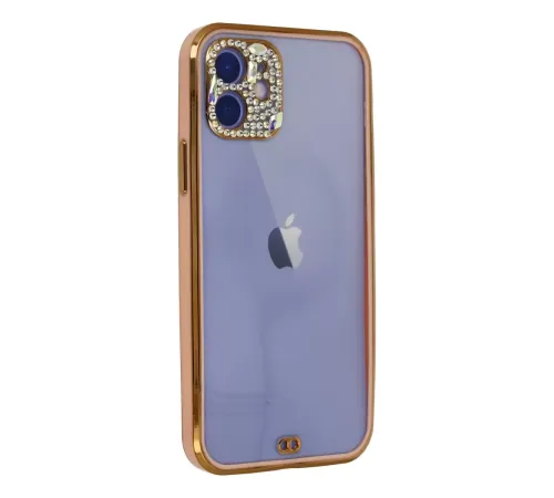 Apple iPhone 12 Kılıf Liva Taşlı Silikon - Pembe