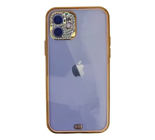 Apple iPhone 12 Kılıf Liva Taşlı Silikon - Pembe