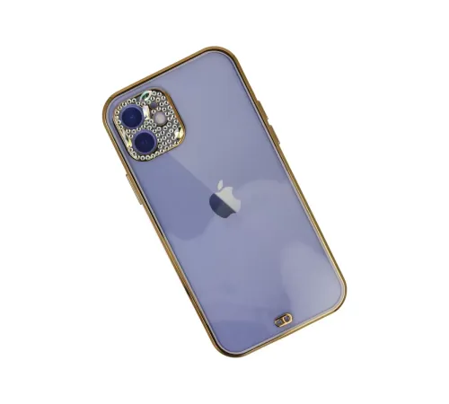 Apple iPhone 12 Kılıf Liva Taşlı Silikon - Mor