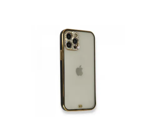 Apple iPhone 12 Pro Kılıf Liva Taşlı Silikon - Siyah